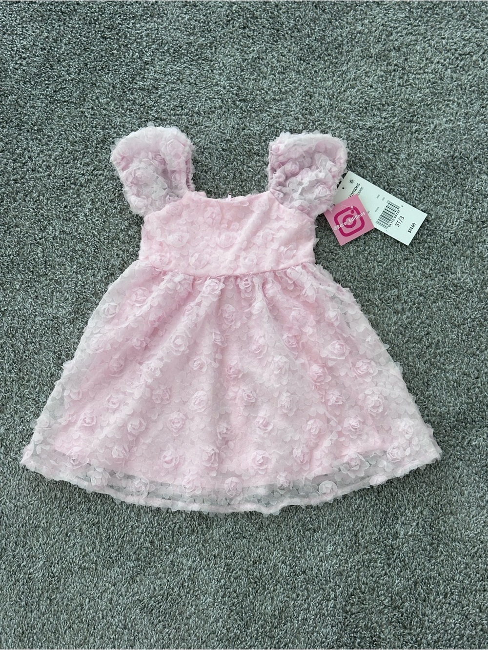 Toddler Puff Sleeve Pink Party Dress- NWT- size 3T